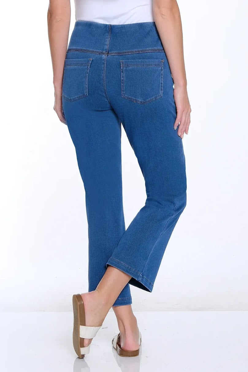 Slim Sation Wide Leg Ankle Jean - Mid Indigo