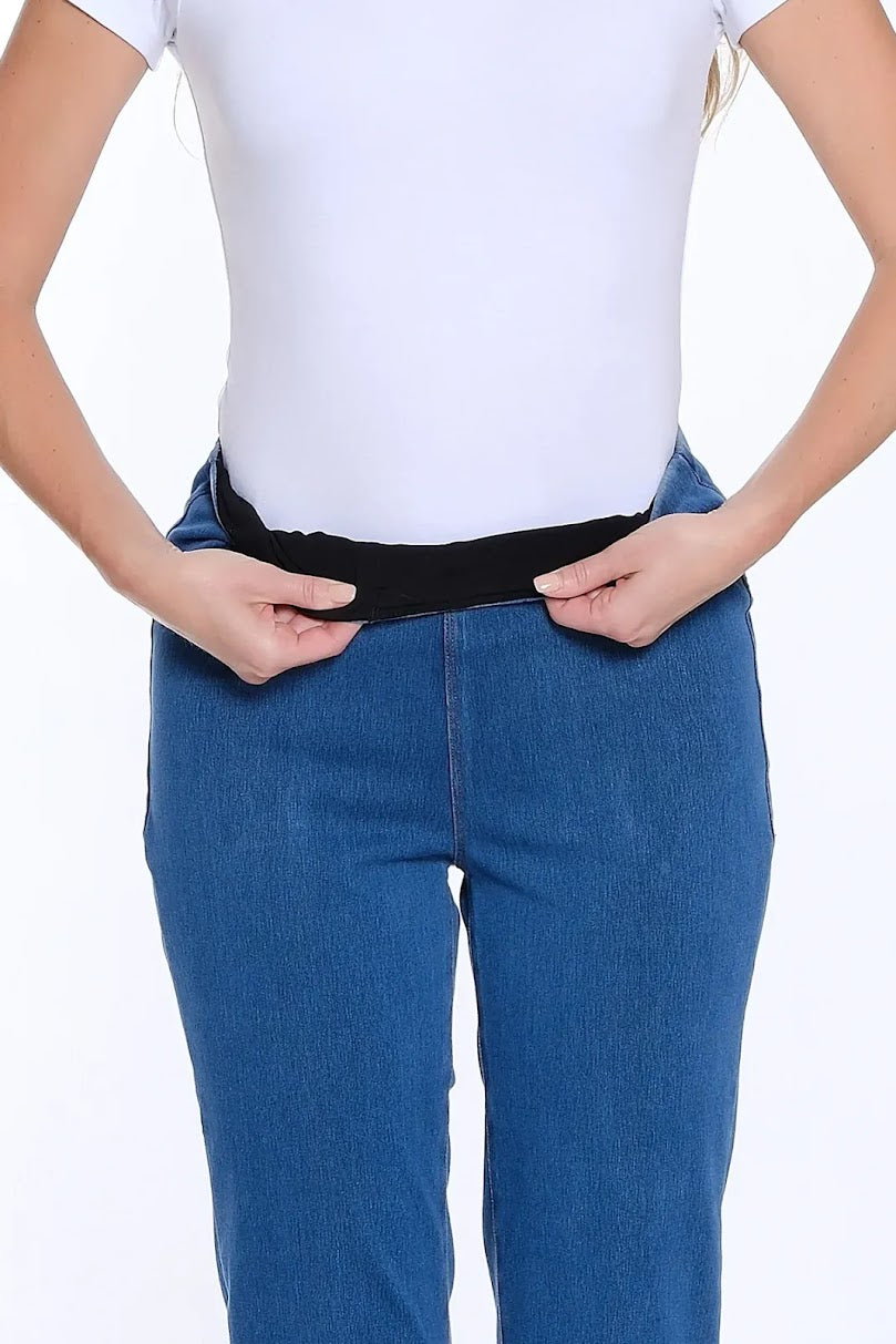 Slim Sation Wide Leg Ankle Jean - Mid Indigo