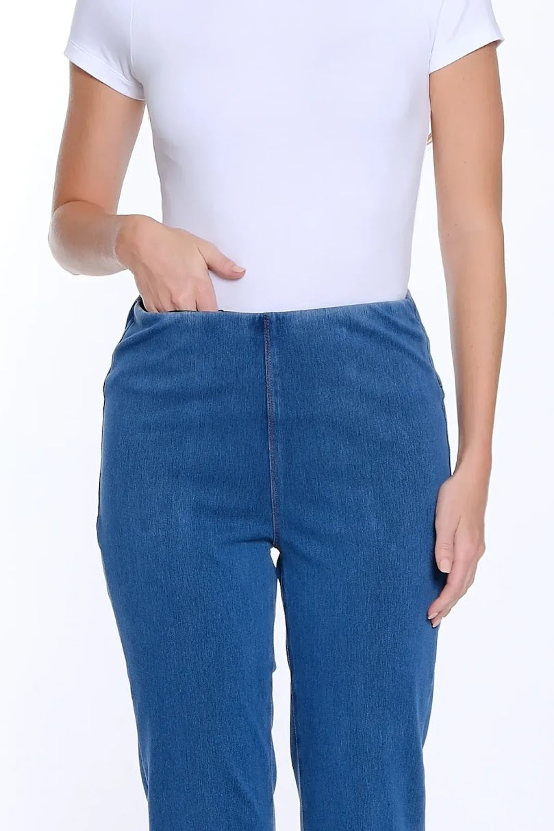 Slim Sation Wide Leg Ankle Jean - Mid Indigo