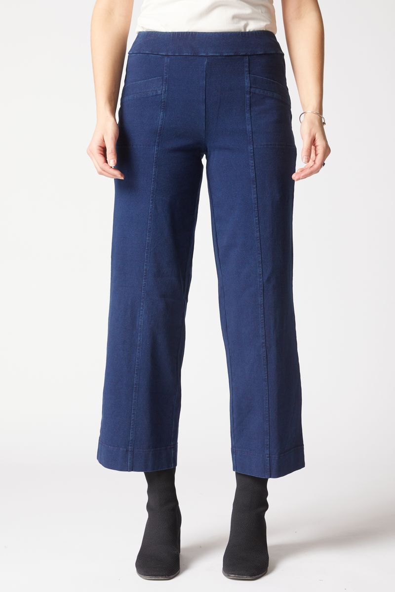 Wide Leg Crop Pants - Stonewash
