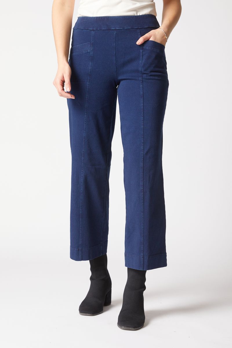 Wide Leg Crop Pants - Stonewash