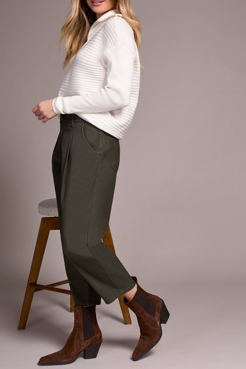 Audrey Girlfriend Barrel Crop Jeans - Spruce